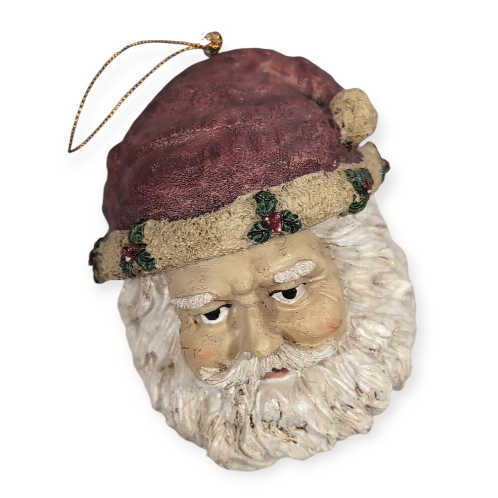 Vintage Santa Clause Head Christmas Ornaments Ceramic or Resin